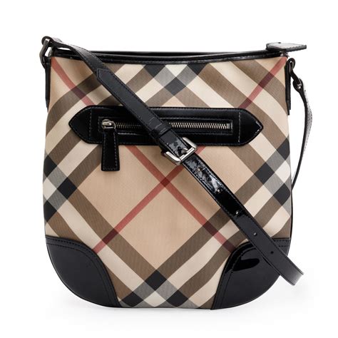 BURBERRY Patent Nova Check Dryden Crossbody Bag Dark 